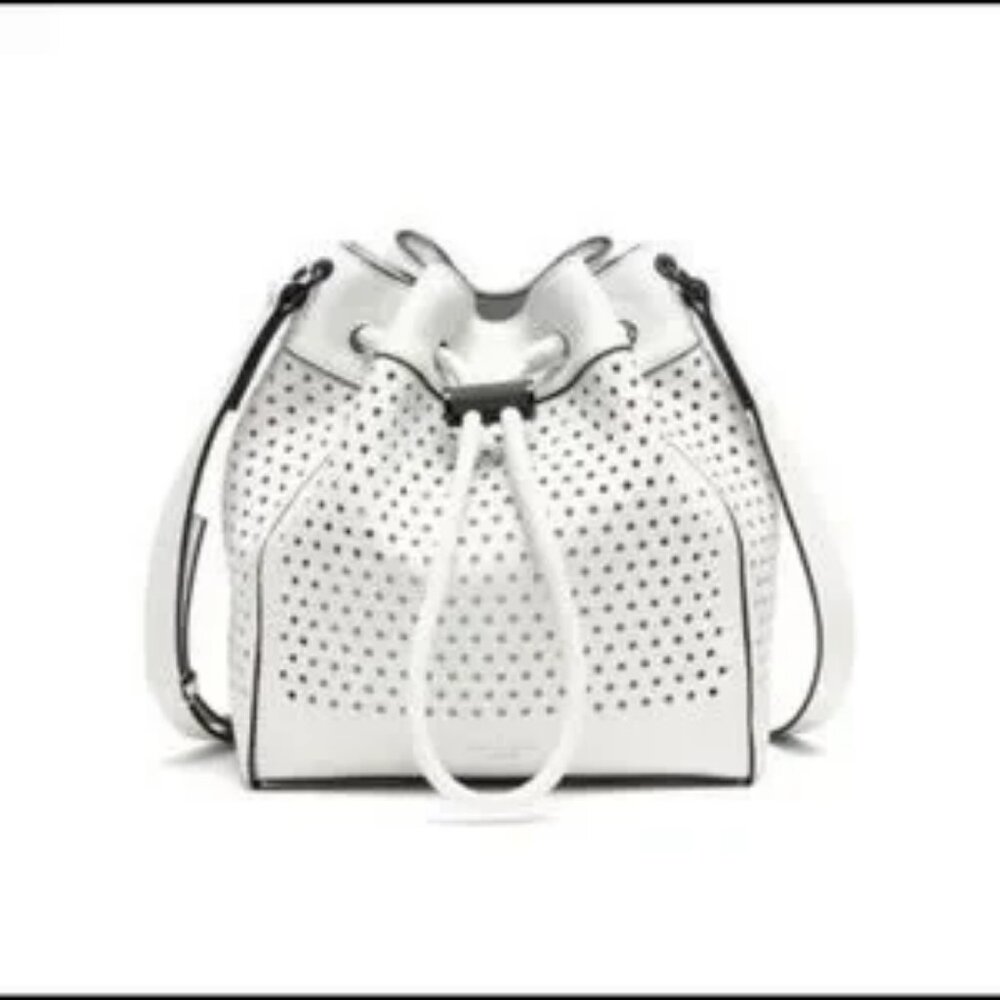 rag & bone Cream White Perforated Leather Hobo Bucket Bag